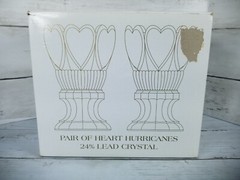 Shannon Crystal By Godinger Hearts Hurricane Pair 7.5″ MINT NEW IN BOX