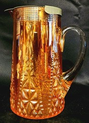Carnival Glass Marigold Beaded Spears Variant pitcher rare with lid 1935 circa