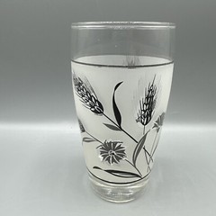 Vintage Libbey Silver Leaf Wheat Frosted 10oz Glass Tumbler Mid Century Replace