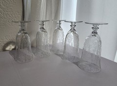 Set of 5 Vintage Tiffin Franciscan June Night Crystal #17392 Etched FloralGoblet