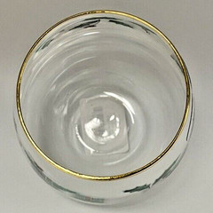 Lenox Holly Pattern Stemless Holiday 6 Fancy Wine Glasses 14kt Gold Rims Labels