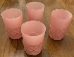 Consolidated Lamp & Glass Co 4 Pink Satin Cased Glass Cone Tumbler 1894 EAPG