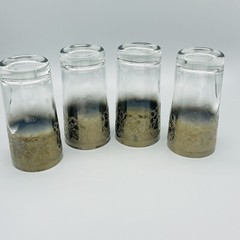 VTG Vitreon Queens Luster Silver Fade Ombre Etched Grape Glasses MCM Set of 4