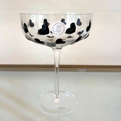 Black Heart Coupe Glasses Set of 2 Chic Hand Painted Valentines Day Barware NEW