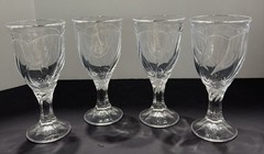 4 Noritake SWEET SWIRL Clear Water, Glass Wine Goblet, 6 3/4” 8oz Lot Set