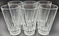(6) Arcoroc Lancer 10 Oz Tumblers Set Vintage Clear Cut Cristal France Retro Lot