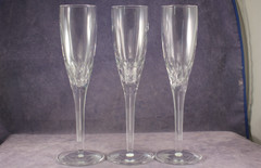 Waterford Cut Crystal Elberon Set of Three 9¼ Champagne Flutes – Ireland