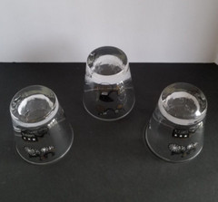 3 VTG Libby 8 Oz Black Gold Trim Clear Antique Automobile Car Rocks Glasses