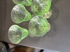 Uranium Glass Stemware Lot – Glows Under UV Green (10 Pieces)