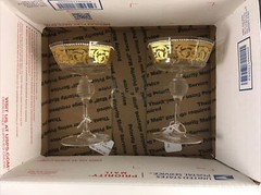 Antique Venetian Gold Gilt & Enameled Coupe Glasses by Salviati of Murano Italy