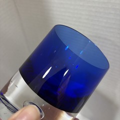 Cobalt Blue Bubble Base Glasses Block Stockholm Set of 2 Crystal Old Fashioned