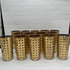 Vintage MCM “CANNELA” 22k Gold Highball Glasses (set Of 14)