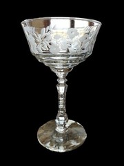 Libbey Set of 4 Sherbet Champagne Glasses Rock Sharpe Halifax Floral Cut 6″