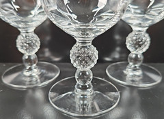 3 Morgantown Golf Ball Clear Low Sherbet Set Vintage Optic Bowl Stemware MCM Lot