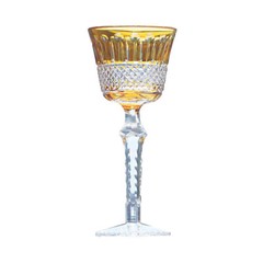 Antiques Style Yellow and hand cut crystal hock glass wine glass Home Decor 5oz
