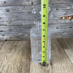 Vintage Liquor Decanter Square Body, Diamond Pattern, Disco Ball Top w/ Flaws