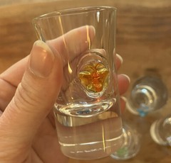 Set of 6 SALVIATI Crystal Vodka Shot Glasses with Colorful Faces ~ Unique!