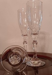 Goblets Nobility pattern Kristal Zajecar Yugoslavia 3pc set Vintage Upscale