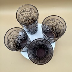 Vintage Libbey Garden Vine Mediterranean Purple Cooler Tumbler Glasses Set of 4