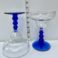 Libbey Metropolis Margarita Glasses 6″ Blue Cobalt Stacked Ball Stem
