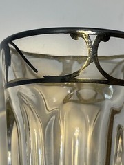 Clear Glass Shot Glass with Silver Overlay Unmarked Vintage