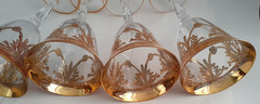 4 Stauer «Allegro» 24K Gold Trimmed 8″ Crystal Wine Glasses From Empoli Italy