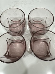 Vintage Libbey Imperial Plum Lowball Glasses Set Of 4