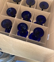 Vtg Set Twelve, 12,1 Dozen Libbey Deep Cobalt Blue Margarita Glasses 8oz Barware