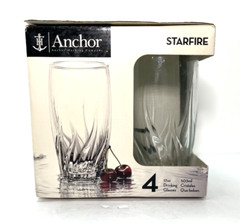 NEW Box of 4 Anchor Hocking Starfire Made in USA 17 oz. Drinking Glasses 2007