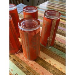 Thai Goddess High Ball Glass Mid Century Modern Retro Bar Set of 5 Asian MCM Red