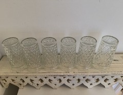 Anchor Hocking Quilted Drinking Glasses 6 Diamond Point Tumblers 12 oz EXC