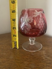 Nachtmann Traube ? Cranberry Red Crystal Brandy Snifter Etched Leaf & Grapes