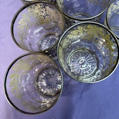 Rockwell Sterling Silver Overlay Glass Juice Tumblers 3.75″ MCM Floral Set 6