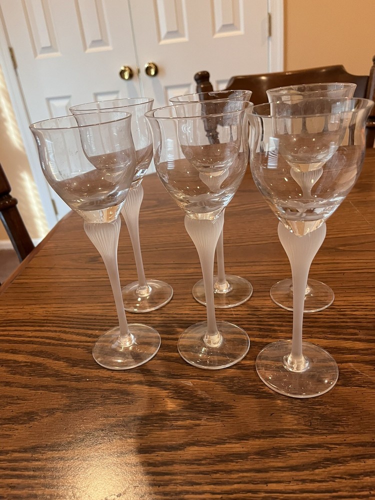 Sea Mist Clear Frosted Stem 6 Wine Glasses by Mikasa