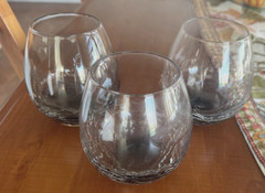 Pier 1 Crystal Smoke Crackle Stemless Wine Glass 4 3/8″ – Set of 3