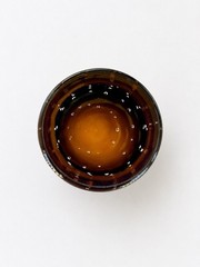Vintage Amber Controlled Bubble Art Glass Tumbler Smoky Brown Ombre MCM Barware