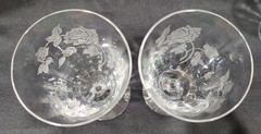 6-Vintage Heisey Rose Etched #5072 Footed Iced Tea Glasses
