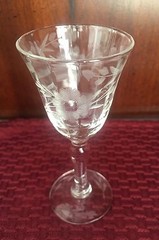 Etched Floral Crystal Elegant Glass 4″ Tall Cognac / Shot Glass