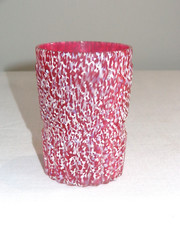 Rare Northwood Glass Cranberry Tumbler Chrysanthemum Base Swirl Tumbler w/ Frit