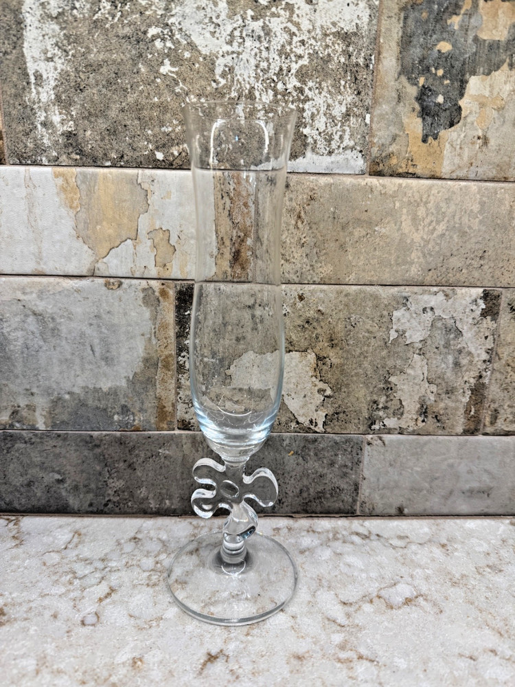 Marc Aurel Crystal Champagne Flute Puzzle Piece Design RARE