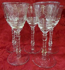 16PC VINTAGE ETCHED FLORAL CRYSTAL STEMWARE CHAMPAGNE/MARTINI/WINE GLASSES LOT