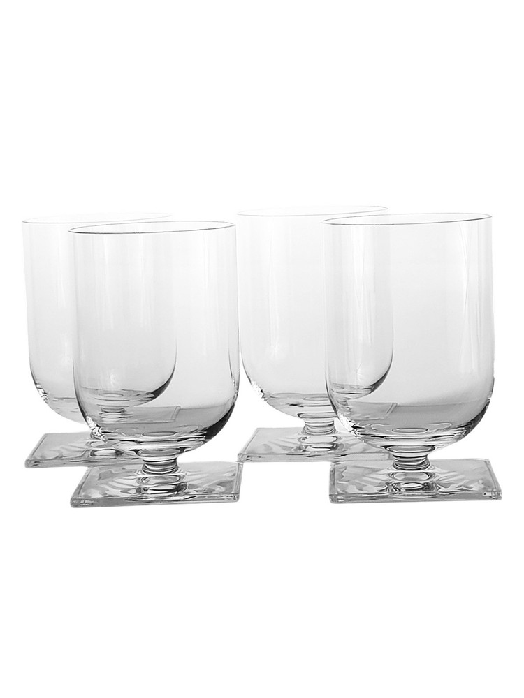 Marc Aurel Crystal – Contemporary Square Base Water/Wine Glasses, Set of 4