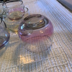 Set of 8 Colors ~ Federal Glass ~ Iridescent Pastel ~ Roly Poly Glasses ~ 3 1/4″