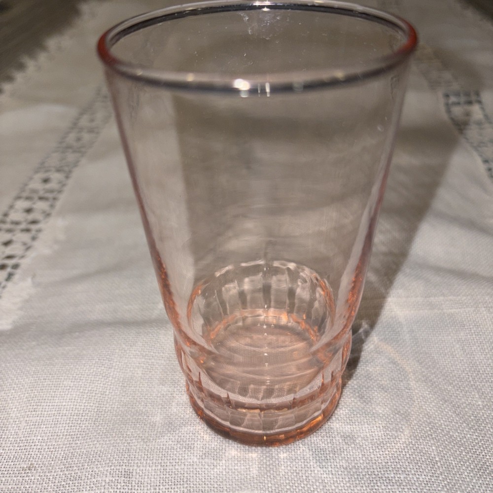 MacBeth Evans Pink Depression Glass Juice Tumbler Rib Optic Pattern Vintage 4″