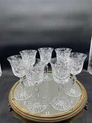 Vintage Lot Of 7 Bohemian Clear Cut Crystal Pinwheel Port Sherry Wine Glass 5″