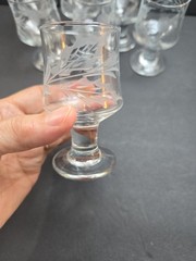 Cristal d’Arques Durand Gray Cut Thistle Cordial Glass Set of 7 France 3.5″