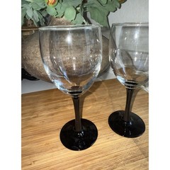 Wine Glasses Luminarc Domino Black Stem Vintage Goblets France 3 Sizes Set Of 10