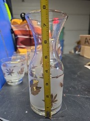 Vintage Libbey Golden Leaf Foliage Glass Carafe