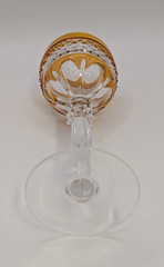 Vintage Amber Crystal Cut To Clear Cordial Stem Glass 5 in tall