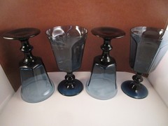 Lovely Lenox Antique Dark Blue Glass Set of 4 Water Goblets Glasses A